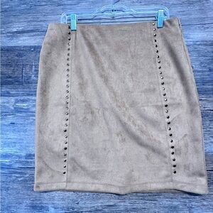 Sabrina Lauren New York Tan Pencil Skirt with Embellished Details